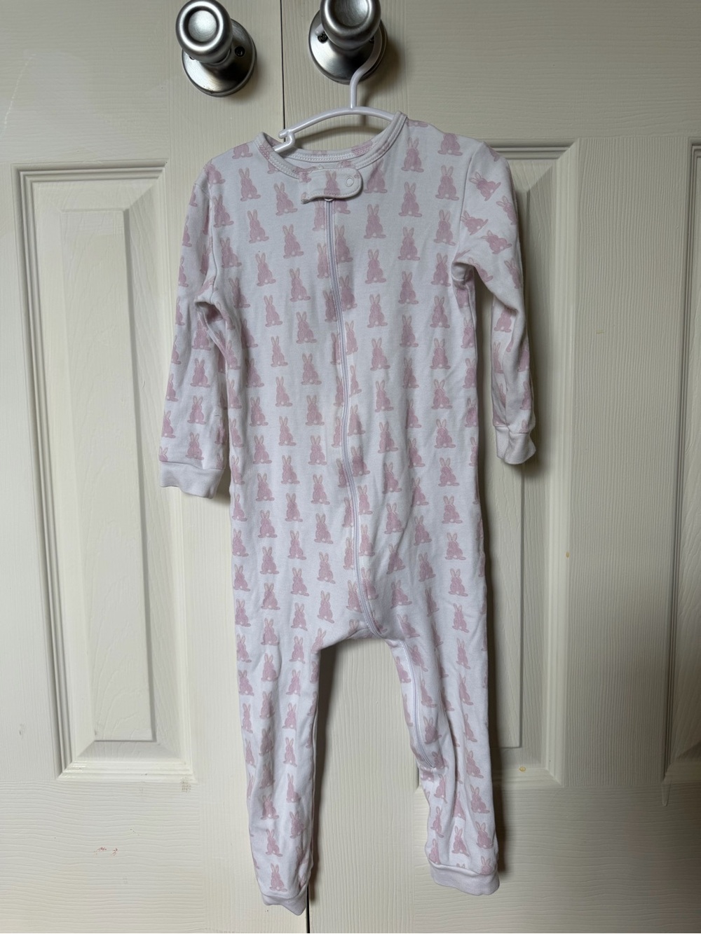 Lil and Hayes Pink Bunny-Print Zip One-Piece Pajamas